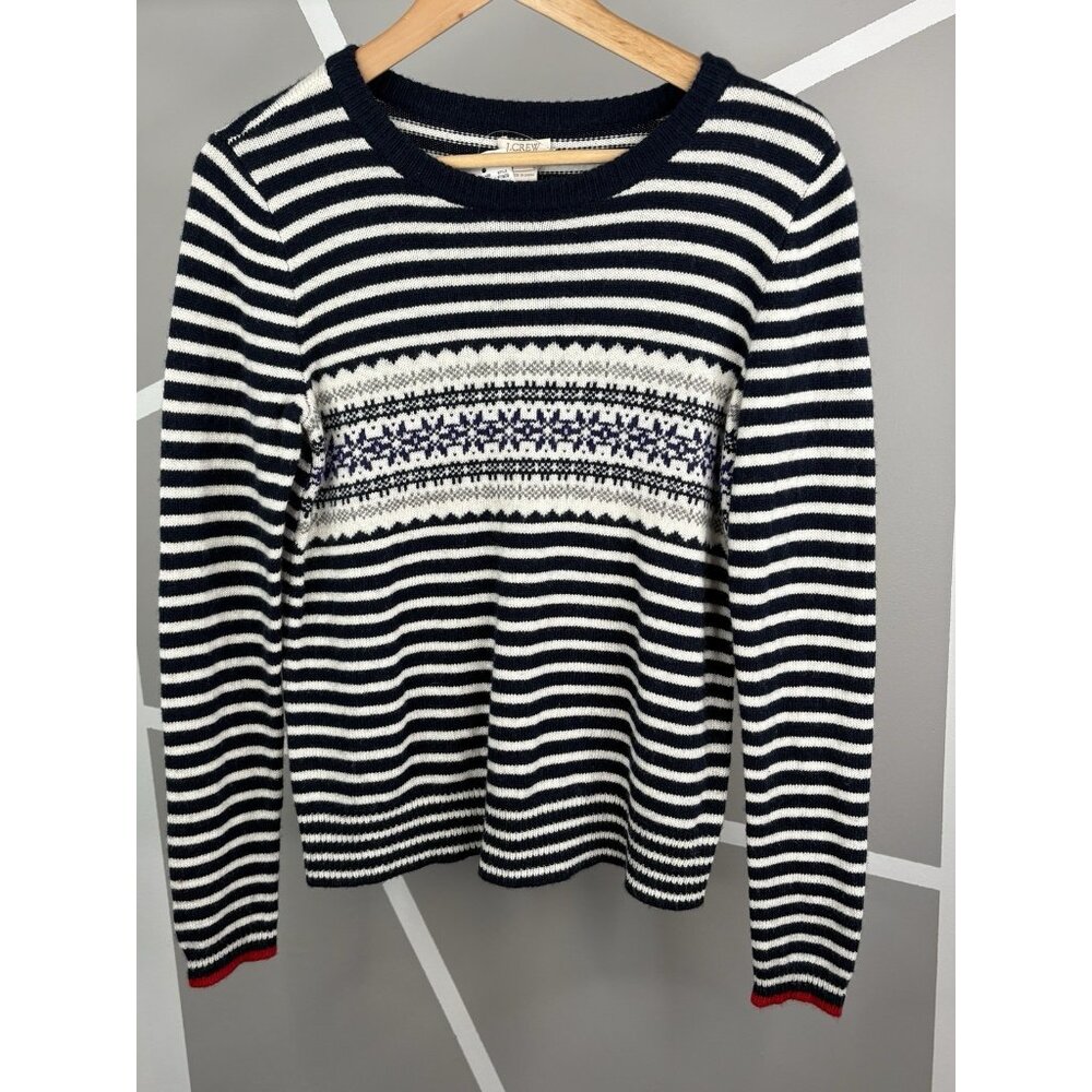 NWT J Crew Light Fair Isle Sweater Women’s Small Striped Merino Blend Pullover